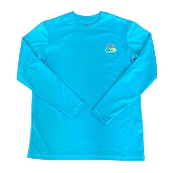 NWOT Boys Quiksilver Heritage Heather Long Sleeve UPF 50 Surf T-Shirt Si… - Picture 1 of 5